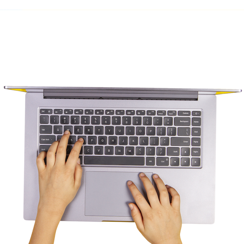 hands on open laptop