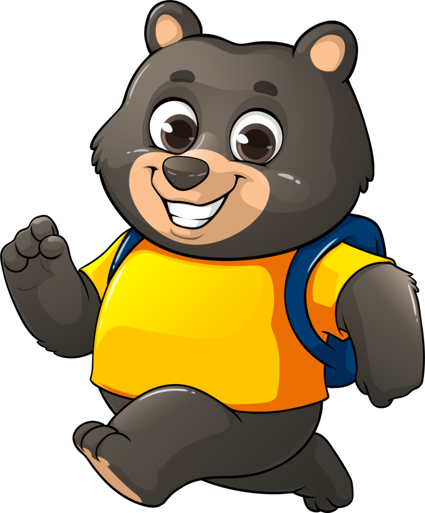 Cartoon bear cub running