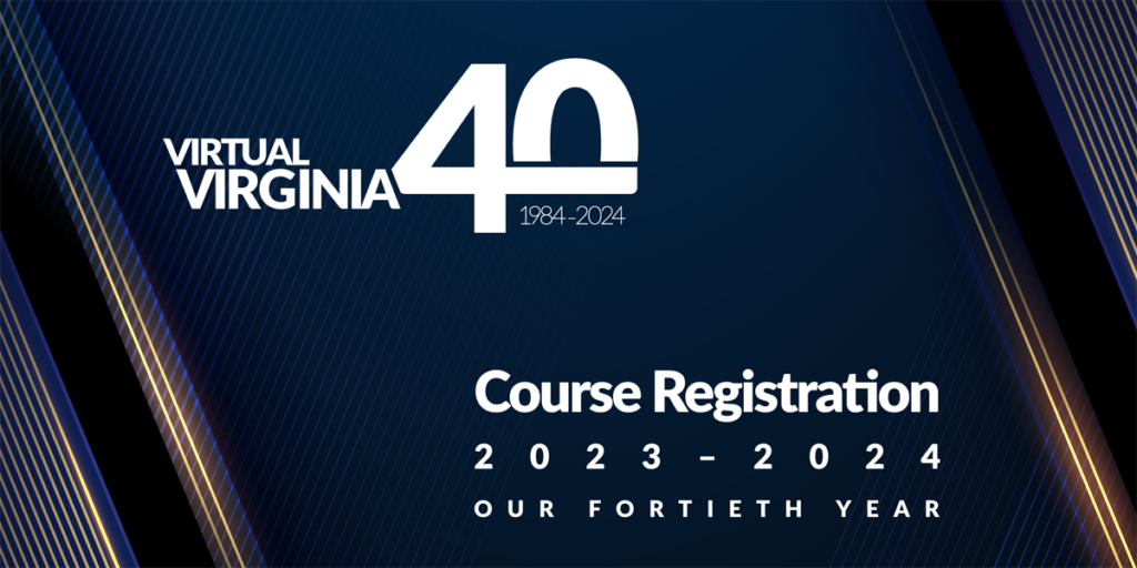 40th anniversary logo with the text "Course Registration 2023–2024, Our 40th Year"
