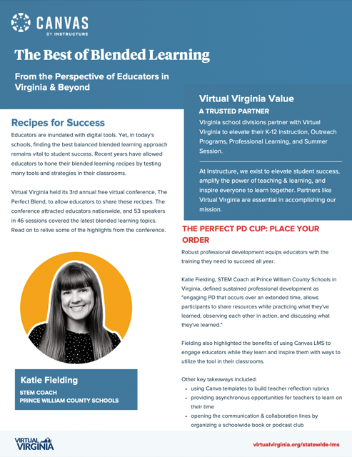 Screenshot: First page of the Canvas PDF "The Best of Blended Learning." Please download the PDF for the document's content.