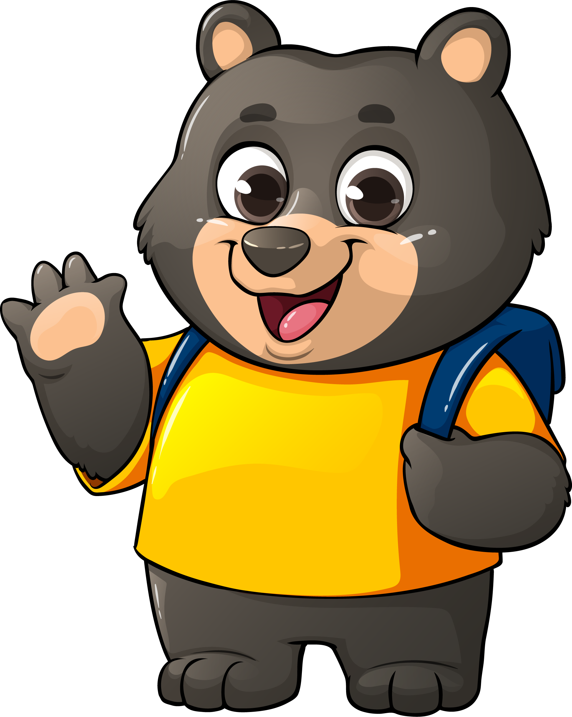 Cartoon bear cub waving