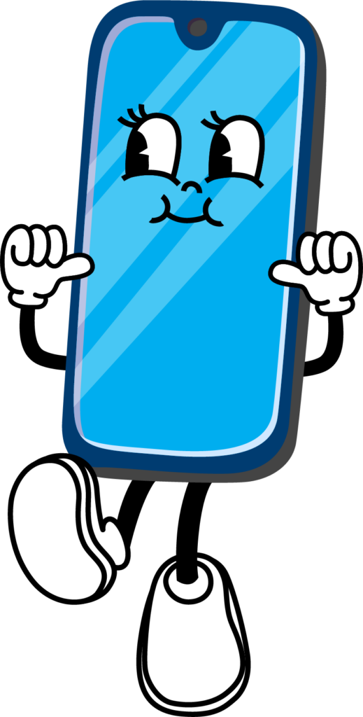 Mobile phone as a cartoon character