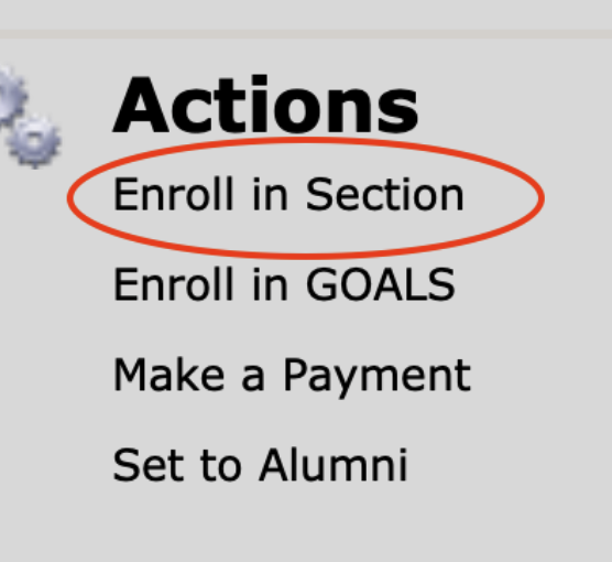 Click Enroll in Section under the Actions heading