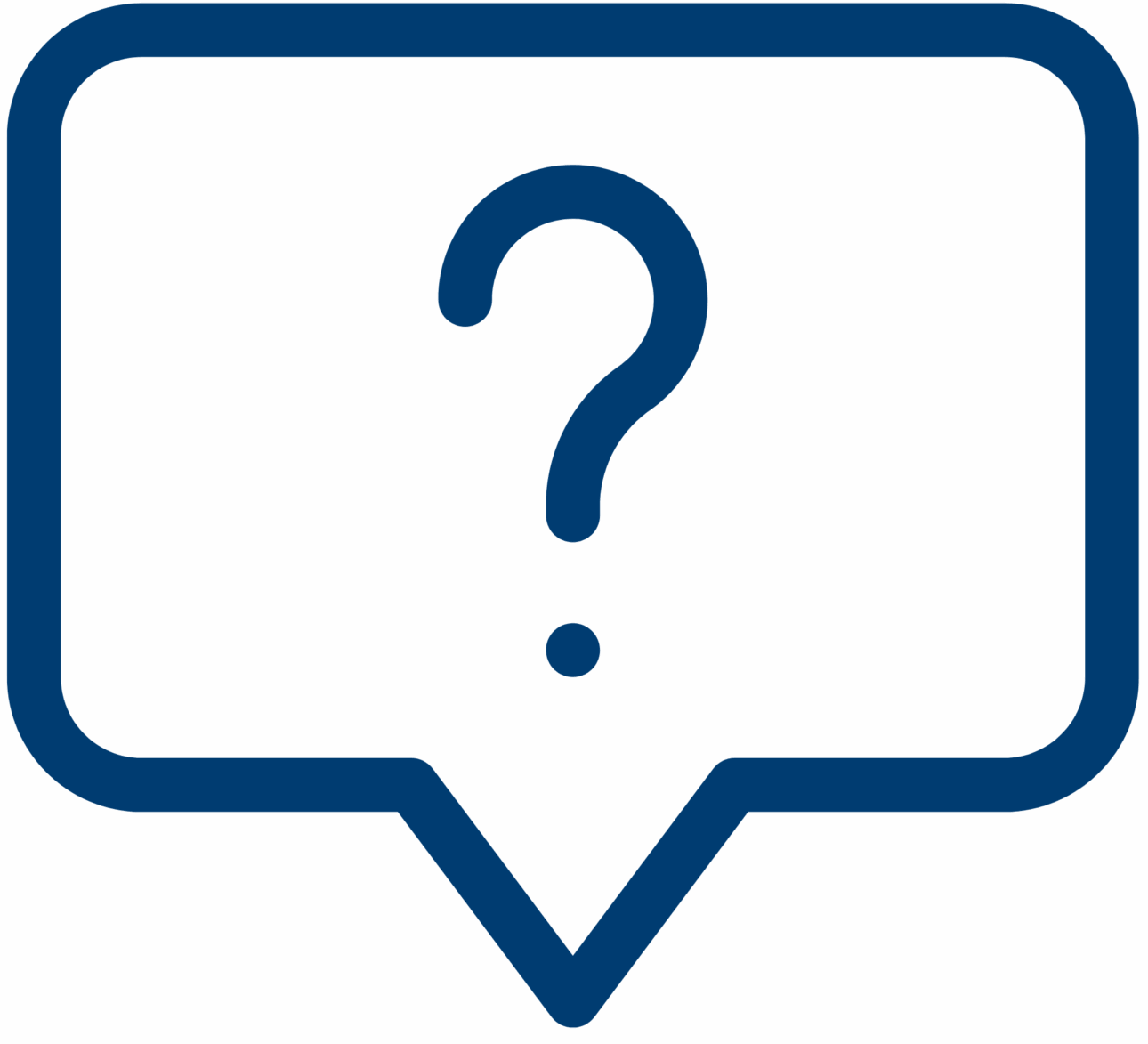 FAQ icon, a question mark in a thought bubble