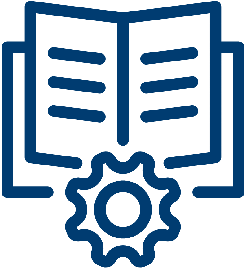 handbook icon (book with gear)