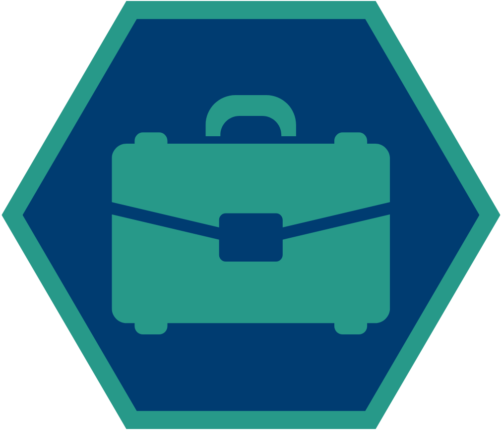 Professional Learning Hexagon with suitcase