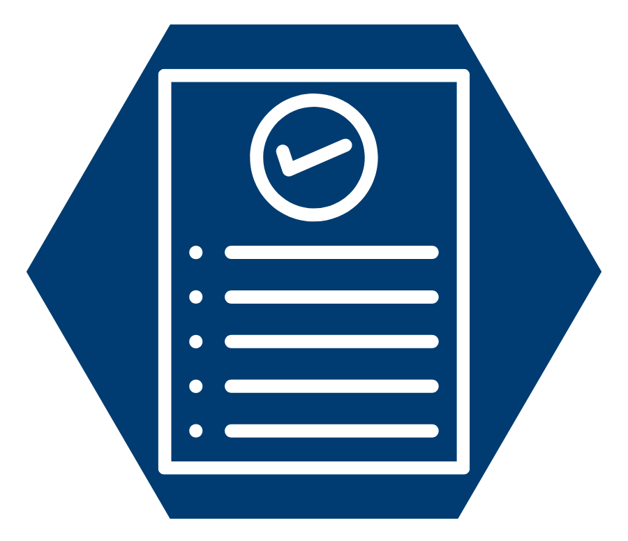 credit recovery hexagon with list on paper and check mark icon