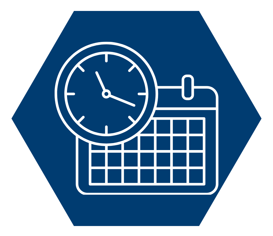 summer calendar hex with clock and calendar icon