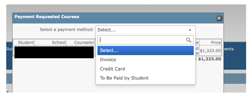 Select the Payment Method desired. 