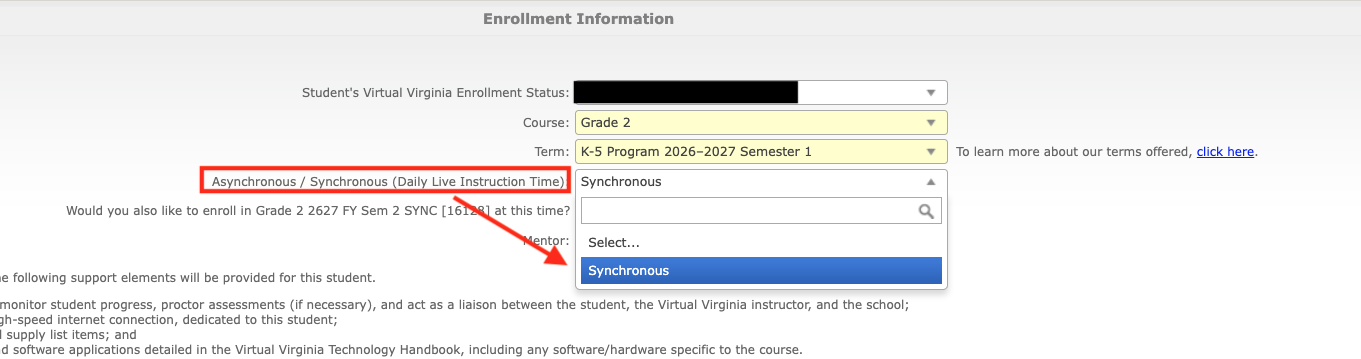Select Synchronous for the Asynchronous/Synchronous drop-down.  