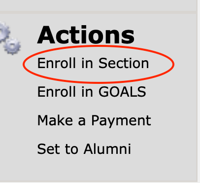 Actions: Enroll in Section